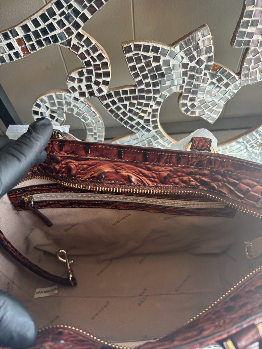 ⭐️Brahmin Deep Chestnut Croc-Embossed Satchel - Picture 12 of 12